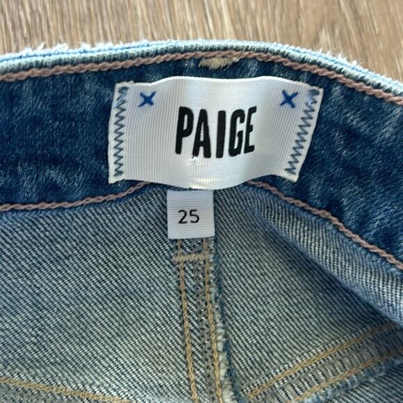 PAIGE Sarah Straight Ankle Jeans Art Piece Distressed Wash Size 25 - Picture 6 of 8